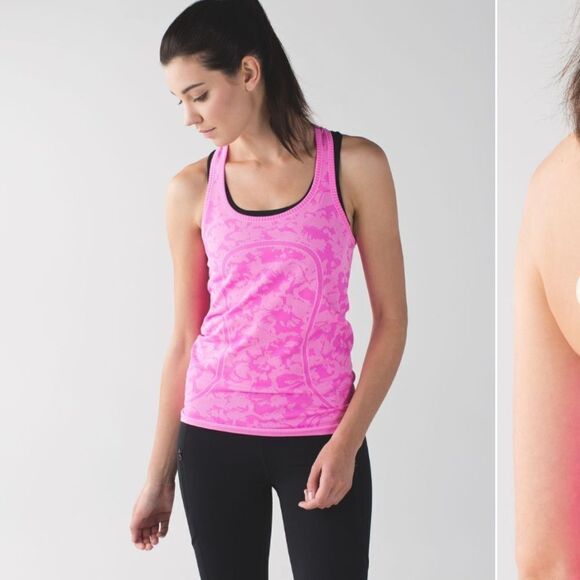 RARE Lululemon Swiftly Tech Racerback Tank Top Pink Raspberry Glo Light Size 12 - Picture 1 of 13